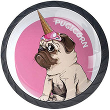 Pugicorn Unicorn Dog Creative Pomelli per Porta Set di 4 Pomelli per Mobili Manopole per Cassetti Cucina Armadio Vetro
