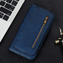 Miagon Cerniera Portafoglio Custodia per Samsung Galaxy A7 2018,Pelle Cover Flip Custodia Antiurto con 9 Slot per Schede Cinturino da Polso Kickstand,Blu
