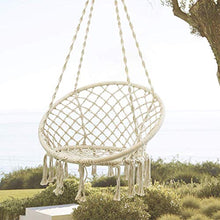 DNNAL Altalena per Sedia Amaca, Sedia sospesa con Amaca in Corda di Cotone Sedia sospesa Rotonda squisita da Sogno per Interni, Esterni, Patio, Ponte, Giardino
