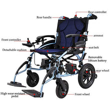 Accessori per la casa Sedia a rotelle elettrica per anziani disabili pieghevole 26 kg (portata 20 km) Joystick a 360 gradi Capacità di peso 100 kg Larghezza sedile 46 cm Batteria al litio Comando s