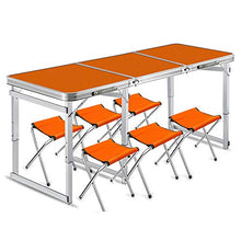 WNN-URG Tavolo e sedie for Esterni Set 6 Portatile Pieghevole Campeggio Tavolo da Picnic a Buffet Mercato Wedding Garden Party Auto al Coperto URG (Color : Arancia)