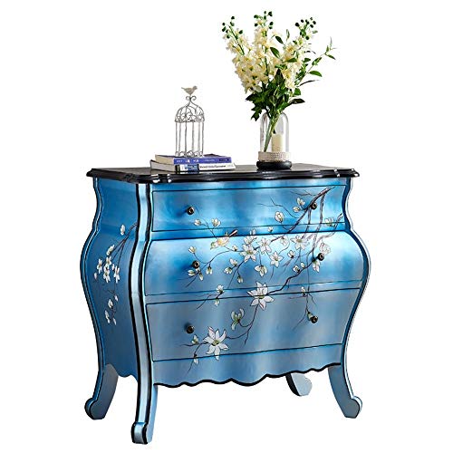 Cassettiera Retro cassetto di legno solido cassetto Governo di immagazzinaggio Entrata magazzino in verniciato anziano Tre Cassettiere Retro Credenza industriale ( Colore : Blu , Size : 90x40x97cm )