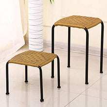 QTWW Aspetto in Rattan - Sgabello impilabile in Tubo di Acciaio Inossidabile - Adatto per Giardino, Soggiorno, Camera da Letto, terrazza o Balcone e Campeggio, 1 Sgabello Alto e 1 poggiapiedi
