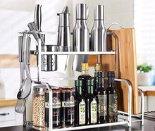LYM &ripiano di stoccaggio Scaffali da Cucina, scaffale di stoccaggio condimento for Uso Domestico in Acciaio Inossidabile unità di scaffalatura Multifunzione -2 Strati Scaffale di Finitura