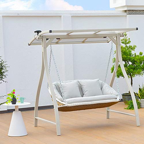 MU Swing All'Aperto Villa Cortile Agitatore Esterno Multi-Persona Altalena Sedia a Dondolo Amaca Rossa Del Ferro Solare Letto Net Altalena Altalena Appesa,D,Taglia unica