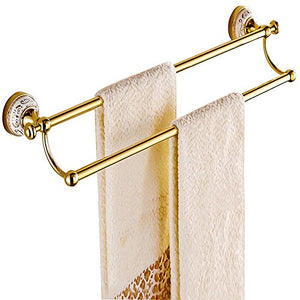 KaO0YaN-Towelrack Portasciugamani in Rame Portasciugamani Europeo Bagno Bagno Ottone Base in Ceramica Oro Doppia Asta 63,0 cm Asciugamano Appeso