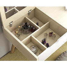 YB&GQ 2-Pollici-1 Toeletta con Flip Top Mirror Vanity Toeletta da Trucco Mpollicii Scrivania con Cassetti,Organizzatori di Trucco,Assemblaggio Facile-Blu Bianco-b 60x30x42cm(24x12x17inch)