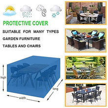 STZYY Fodere per mobili da Giardino Impermeabili 420D Anti-UV a Prova di umidità per Esterni per Tavolo da Pranzo in terrazza, Divano, Set di Combinazioni di sedie, rettangolo, Blu, 380x280x100cm