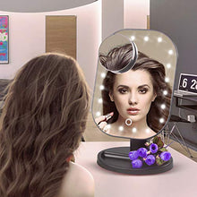 QVIVI Specchio per Trucco a LED con Luce da Tavolo Touch Specchio cosmetico Ricarica USB 10 Volte Ingrandisci Beauty Vanity Mirror Black