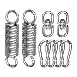 Kit Handing Hammock, 2 Confezioni Heavy Duty Duty 660lb Gancio a Molla a 360 ° Anello Rotante, Acciaio Inox 304 per Kit di Sospensione con 2 Moschettoni a Scatto per Veranda per Oscillazioni Amacagl