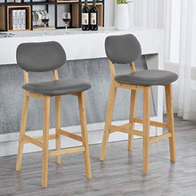 YJIIJY Set di 2 Sgabelli da Bar 2 Sedie Alta con Gambe di Legno Massello di Faggio con Poggiapiedi Seduta Imbottita Cucina/Bar/Ristorante （Grigio）