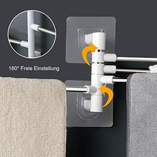 Portasciugamani a 4 bracci, in acciaio inox, senza fori, rotazione di 180°, per bagno e cucina