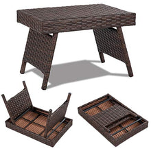 COSTWAY Tavolo in Rattan da Giardino Pieghevole e con Struttura in Ferro