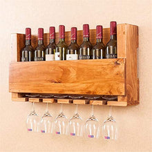 Classico Wall Mount Ecofriendly legno di pino bottiglia di vino della mensola del supporto del calice del vino Holder pensili 10 Wine Glass ripiano impianto galleggiante Mensole Organizzatore del cont