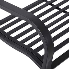 Outsunny Panchina da Giardino Design Floreale Ergonomica con Braccioli per 2 Persone Metallo Nero, 128x50x91 cm