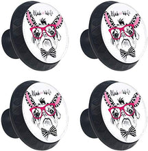 Cani del Pug disegnati bianchi neri Pomelli per Porta Set di 4 Pomelli per Mobili Manopole per Cassetti Cucina Armadio Vetro