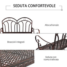 Outsunny Panchina a Dondolo da Giardino in Metallo a 2 Posti con Braccioli, 104x75x95.5cm, Colore Bronzo