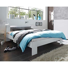 Stella Trading Vega-Elegante futon 140 x 200 cm – Comoda Camera da Letto Matrimoniale, Effetto, Colore, Rovere, Bianco/Cemento, 145 x 61 x 204 cm