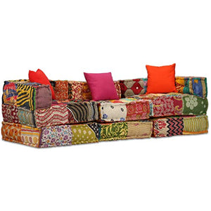 vidaXL Divano Modulare 12 pz in Tessuto Motivo Patchwork Arredo Salotto Lounge