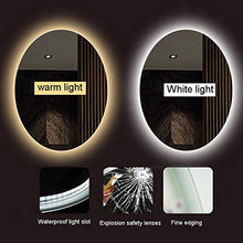 DELM Specchio da Parete 60x80 Ovale, Specchio da Bagno con LED Illuminato, Grande Specchio per Trucco Senza Cornice, Antideflagrante