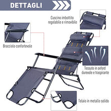 Outsunny Lettino Sdraio Pieghevole da Giardino, Mare, Spiaggia, Piscina, Chaise Longue Richiudibile con Braccioli, Grigio