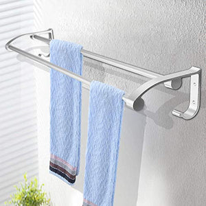 Portasalviette da bagno in alluminio spazio 58 cm gancio a parete doppia fila portasciugamani elegante superficie liscia