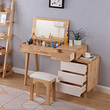 DD&QG Sgabello Imbottito,Arte del Legno Camera da Letto Tavolo da Toeletta Scrivania con Cassetti,Grande capacità di Storage,Tavolo da Trucco con Flip Top Mirror-C-2 PCS 100x45x75cm(39x18x30inch)