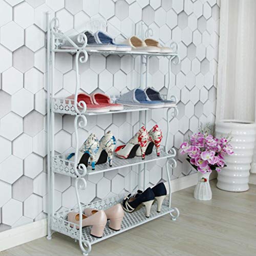 XWZH Cabinet Scarpe da Polvere Scarpe da Scarpe da Scarpe in Ferro battuto Europeo 4 Strati Scaffale per organizzatori di archiviazione Tenere Fino a 15 Paia di Scarpe 60 * 30 * 90 cm (Color : White)