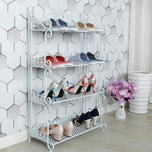 XWZH Cabinet Scarpe da Polvere Scarpe da Scarpe da Scarpe in Ferro battuto Europeo 4 Strati Scaffale per organizzatori di archiviazione Tenere Fino a 15 Paia di Scarpe 60 * 30 * 90 cm (Color : White)