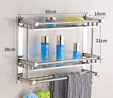 Bollitore Semplice Mensole Bagno Perforato portasciugamani in Acciaio Inox Ganci Scaffale Bagno Bagno Hardware Ciondolo vetrine d'Argento UOMUN (Size : Second Floor 50cm)