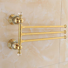 CASEWIND, lussuoso portasciugamani da parete con 4 bracci girevoli, in lega metallica con finitura lucida color oro, accessorio da bagno in stile europeo, gold, Drehbare 3 Handtuchstange