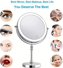 LOVEHOUGE Specchio per Il Trucco,Specchio Cosmetico Touch Screen con Ingrandimento 10X,Luminosità LED Regolabile,Specchio Cosmetico da Viaggio Portatile