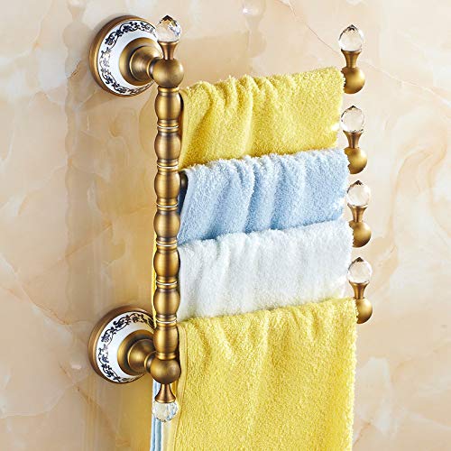 MBYW Portasciugamani Moderno Portasciugamani Elegante per Il Antico portasciugamani in Rame Rotante portasciugamani Bagno Asciugamano attività Barra unipolare Asta Doppia Bagno Asciugamano Bar