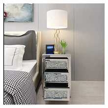 WSZMD 3 Cassetto Veneziano Vetro A Specchio Comodino in Vetro Maniglia in Vetro Specchio Camera Letto Comodino per Mobili Camera Letto, Comodino