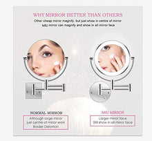MRJ Specchio Ingranditore da Trucco, Specchio da Bagno, Specchio Cosmetico Illuminato Ingradimento 10X con Luce LED, Cromato in Metallo