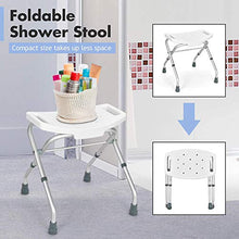 Sgabello da doccia, sgabello pieghevole per doccia, altezza regolabile in 3 posizioni, con maniglie laterali, per disabili, antiscivolo, per bagno, panca da doccia