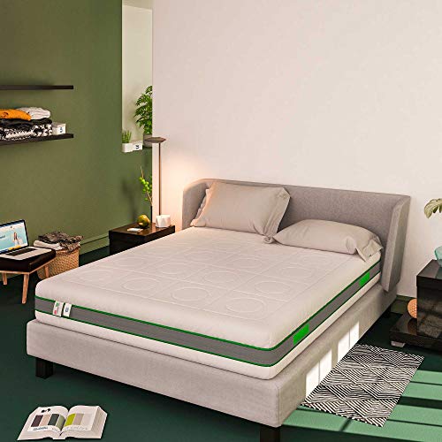 Baldiflex Emporio Materasso Singolo Molle Insacchettate e Memory, Green Spring Plus 800 Molle + 5 cm Memory, 7 Zone Differenziate, 100 Notti di Prova 80x190 cm