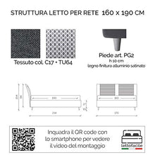 LettoFacile montalo in 30 Minuti - Letto Matrimoniale Onda Frame in Tessuto Grigio - Struttura senza rete - Made in Italy (160 x 190 cm)
