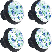 Acquerello blu a strisce floreali Pomelli per Porta Set di 4 Pomelli per Mobili Manopole per Cassetti Cucina Armadio Vetro
