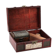 Oumefar Custodia per Gioielli Organizer per Gioielli Scatola di Legno Decorazione per la casa in Stile Antico Decorazione per Matrimoni(Stamp with Lock)