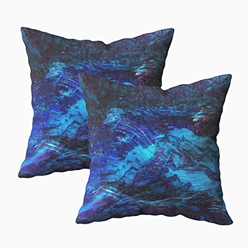 Kris.D Fodere per Federa da tiro quadrate 18X18 Pollici Astratto Blu Nero Trama acrilica Sfondo Scuro Pasqua Cuscini con con Stampa su Entrambi i Lati Cuscino Decorazioni per la casa, Viola Grigio