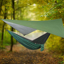 FastUU Set di amache sospese, Amaca Girevole Portatile Robusta zanzariera da Campeggio sicura con baldacchino, buona capacità portante per Viaggi, Giardino, Cortile(Verde Militare)