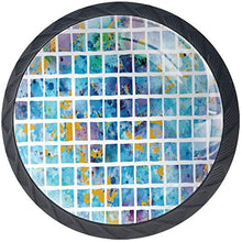 Vernice quadrata a mosaico blu dell'acquerello Pomelli per Porta Set di 4 Pomelli per Mobili Manopole per Cassetti Cucina Armadio Vetro