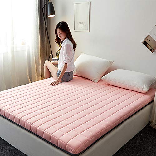 HXSKI Pieghevole Spazio-Salvataggio Tatami Materasso Futon,Pelle-cordiale Traspirante Sleeping Pad,per Letto per Gli Ospiti Ragazze Dormitorio Materasso-Rosa. 100x200cm(39x79inch)