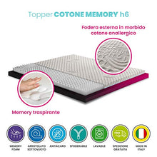 Topper materasso, Correttore memory DISPOSITIVO MEDICO DETRAIBILE TRASPIRANTE a zone, Alto 6 cm, tessuto anallergico FRESCO COTONE ORGANICO sfoderabile, CUSCINO REGALO-AIR MEMO COTONE singolo 85x195