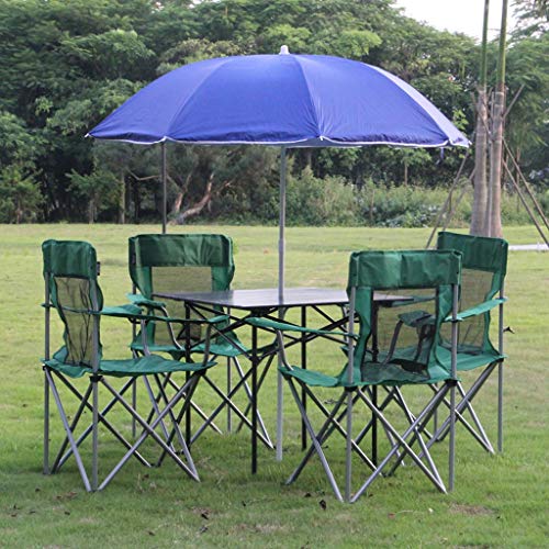 NYDZDM Tavolo e Sedia da Esterno Pieghevole Set Pieghevole Tavolo Pieghevole Spiaggia Sedia Combinazione Kit Self-Driving Picnic Barbecue Tavolo Pieghevole e Sedia (Color : A)