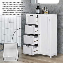 Mobiletto da Bagno Armadietto con 4 Cassetti Anta Cucina Cassettiera Mobile Bagno Bianco