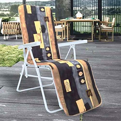 BAKAJI Sedia Sdraio da Giardino Poltrona Relax Pieghevole Salvaspazio con Struttura Metallo Schienale Reclinabile Poggiapiedi e Seduta in Tessuto Imbottito Colore Astratto Arredo Esterno