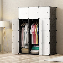 JOISCOPE Guardaroba, Armadio Portatile per Camera da Letto, Scatola di immagazzinaggio, Armadio componibile in plastica con pensili, Bianco e Nero(12 cubi)