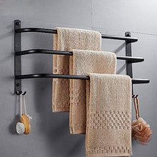 VBARV Portasciugamani a Tre Strati per Bagno in Acciaio Inossidabile - Tessuto Doccia per Bagno e Gancio portasciugamani Nero Porta Asciugamani da Bagno punzonato Gratuito Portapacchi Creativo